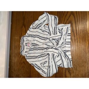 Justice Girls White Navy Stripe Twist Front Shirt Top Size 10